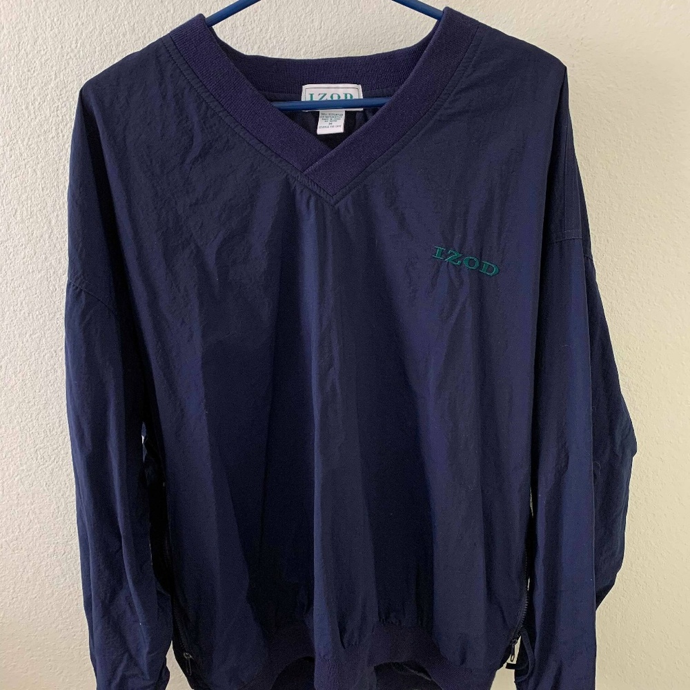 IZOD Men's Vintage Navy Blue Windbreaker Jacket M